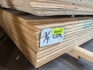 DESCRIPTION: (8) SHEETS OF 3/4" PLYWOOD 8' X 4' LOCATION: WAREHOUSE THIS LOT IS: SOLD BY THE PIECE QTY: 8