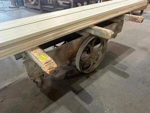 DESCRIPTION: (1) 72" HEAVY DUTY WAREHOUSE CART W/ HAND RAIL ADDITIONAL INFORMATION W/ HEAVY DUTY CAST IRON WHEELS LOCATION: WAREHOUSE QTY: 1