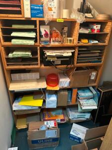 DESCRIPTION: CONTENT OF CLOSET - ASSORTED OFFICE SUPPLIES LOCATION: DOWNSTAIRS OFFICE THIS LOT IS: ONE MONEY QTY: 1