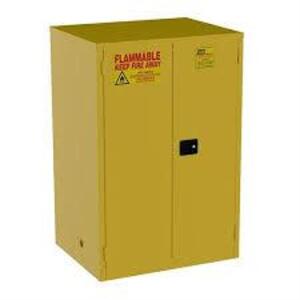 DESCRIPTION: (1) FLAMMABLES SAFETY CABINET BRAND/MODEL: JAMCO #BM90 INFORMATION: YELLOW SIZE: 43"W 34"D 65"H RETAIL$: $1770.00 EA QTY: 1