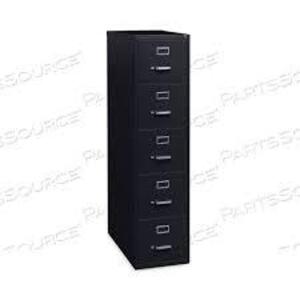 DESCRIPTION: (1) VERTICAL FILING CABINET BRAND/MODEL: HIRSH #17778 INFORMATION: BLACK, METAL SIZE: 5 DRAWERS, 15" W X 26.5"D X 61.5"H RETAIL$: $535.00