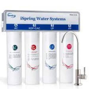 DESCRIPTION: (1) 4 STAGE UNDER SINK ULTRAFILTRATION WATER PURIFICATION SYSTEM BRAND/MODEL: ISPRING #CU-A4 RETAIL$: $159.55 EA QTY: 1