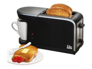 ELITE CUISINE 2-IN-1 COOL TOUCH TOASTER OVEN AND COFFEE MAKER RETAILS FOR $37.99