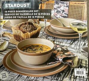 DESCRIPTION: (1) DINNERWARE SET 16 PC BRAND/MODEL: OVER AND BACK STARDUST RETAIL$: $75.00 EA QTY: 1