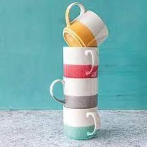 DESCRIPTION: (1) SET OF (4) STONEWARE MUGS BRAND/MODEL: OVER AND BACK INFORMATION: ASSORTED COLORS RETAIL$: $20.00 EA QTY: 1