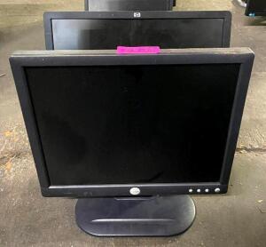 (1) DELL AND (1) HP COMPUTER MONITOR