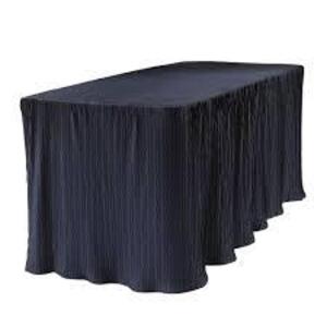 DESCRIPTION: (2) TABLE CLOTH BRAND/MODEL: THE FOLDING TABLECLOTH INFORMATION: BLACK SIZE: 6 FT RETAIL$: $32.00 EA QTY: 2