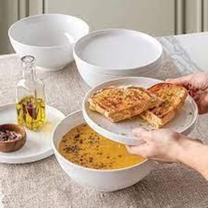 DESCRIPTION: (1) BOWL AND PLATE SET (6) PC BRAND/MODEL: OVER AND BACK RETAIL$: $25.00 EA QTY: 1