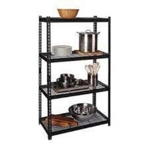 DESCRIPTION: (1) STORAGE SHELFBRAND/MODEL: IRONHOUSE #22129INFORMATION: BLACKSIZE: 4 SHELF, 36 in. W x 60 in. H x 18 inRETAIL$: $200.00 EAQTY: 1