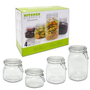 KITCHEN CLASSICS (2) 4PC ESSENTIALS GLASS CANISTER SET RETAILS FOR $45.48 EACH