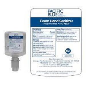 DESCRIPTION: (4) FOAM HAND SANITIZER BRAND/MODEL: PACIFIC BLUE #43335 SIZE: 1000 ML RETAIL$: $100.00 TOTAL QTY: 4