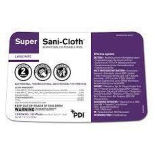 DESCRIPTION: (5) BOXES OF SANI-CLOTH BRAND/MODEL: SUPER INFORMATION: LARGE WIPE RETAIL$: $22.45 EA QTY: 5