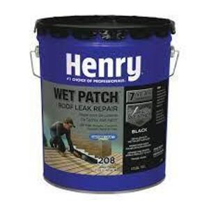 DESCRIPTION: (1) RUBBERIZED WET PATCH ROOF CEMENT LEAK REPAIR BRAND/MODEL: HENRY #208R SIZE: 1 GALLON RETAIL$: $21.28 EA QTY: 1