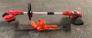 13" BLACK+DECKER HEDGE TRIMMERS AND CORDLESS LINE TRIMMER