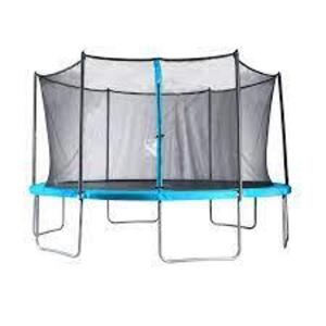 DESCRIPTION: (1) TRAMPOLINE WITH ENCLOSURE NET BRAND/MODEL: AIRZONE SIZE: 14' RETAIL$: $328.99 EA QTY: 1