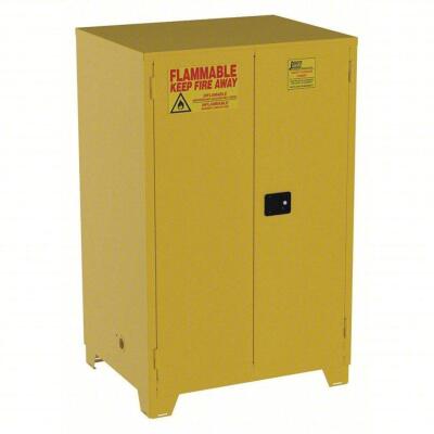 DESCRIPTION: (1) FLAMMABLES SAFETY CABINET BRAND/MODEL: JAMCO #19T285 INFORMATION: YELLOW SIZE: STD WITH LEGS, 90 GAL, 0 DRUM CAPACITY, 43 IN X 34 IN