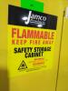 DESCRIPTION: (1) FLAMMABLES SAFETY CABINET BRAND/MODEL: JAMCO #19T285 INFORMATION: YELLOW SIZE: STD WITH LEGS, 90 GAL, 0 DRUM CAPACITY, 43 IN X 34 IN - 2