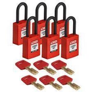 DESCRIPTION: (3) LOCKOUT PADLOCK BRAND/MODEL: BRADY #55JY05 INFORMATION: RED SIZE: 6 PACK RETAIL$: $107.26 EA QTY: 3