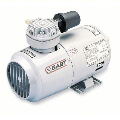 DESCRIPTION: (1) PISTON AIR COMPRESSOR / VACUUM PUMP BRAND/MODEL: GAST #5KA91 SIZE: 0.166 HP, 1 PHASE, 115V AC, 50 PSI MAX CONTINUOUS PRESSURE RETAIL$