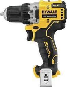 DESCRIPTION: (1) DRILL / DRIVER BRAND/MODEL: DEWALT #DCD701B INFORMATION: YELLOW, TOOL ONLY SIZE: 12V DC, SUBCOMPACT PREMIUM, 3/8 IN CHUCK, 1,500 RPM