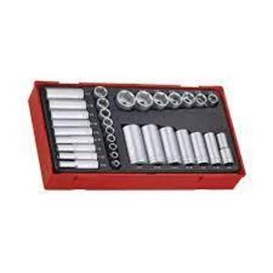 DESCRIPTION: (1) SOCKET SET BRAND/MODEL: TENG TOOLS #TTAF32 SIZE: 32 PIECES, 1/4" AND 3/8" RETAIL$: $