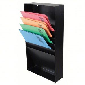 DESCRIPTION: (1) FILE HOLDER BRAND/MODEL: 3MUY4 INFORMATION: BLCK SIZE: LETTER FILE SIZE, (5) HORIZONTAL COMPARTMENTS, BLACK, 3 3/4 IN LG RETAIL$: $31