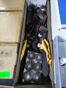 DESCRIPTION: (1) BOX OF MISC ABRASIVES AND FLAP WHEELS BRAND/MODEL: MANY INFORMATION: MUST COME INSPECT QTY: 1