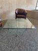 DESCRIPTION 3-PIECE CONVERSATION SET ADDITIONAL INFORMATION INCLUDES: (2) LEATHER ARMCHAIRS & (1) 40" X 42" GLASS COFFEE TABLE LOCATION MAIN LOBBY THI - 4