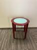 DESCRIPTION 23" DECORATIVE WOODEN END TABLE LOCATION MAIN LOBBY SIZE 23" X 24" QUANTITY 1 - 2