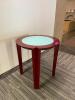 DESCRIPTION 23" DECORATIVE WOODEN END TABLE LOCATION MAIN LOBBY SIZE 23" X 24" QUANTITY 1 - 3