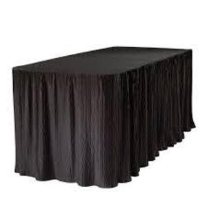 DESCRIPTION: (2) FOLDING TABLE TABLECLOTH INFORMATION: BLACK SIZE: 6 FT RETAIL$: $36.00 EA QTY: 2