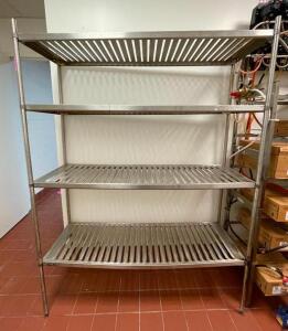 DESCRIPTION 54" X 18" X 74" METAL SHELVING UNIT LOCATION KITCHEN: STORAGE ROOM BY COOKLINE SIZE 54" X 18" X 74" QUANTITY 1