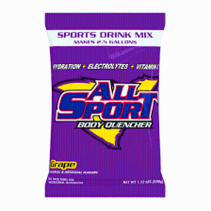 DESCRIPTION: (6) BAGS OF SPORTS DRINK MIX CONCENTRATE BRAND/MODEL: ALL SPORT #491N05 INFORMATION: GRAPE SIZE: EACH BAG MAKES 2.5 GALLONS RETAIL$: $7.4