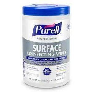 DESCRIPTION: (6) DISINFECTING WIPES BRAND/MODEL: PURELL #56JR17 SIZE: 110 WIPES RETAIL$: $106.41 TOTAL QTY: 6