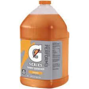 DESCRIPTION: (2) SPORTS DRINK MIX LIQUID CONCENTRATE BRAND/MODEL: GATORADE INFORMATION: ORANGE SIZE: 1 GALLON RETAIL$: $17.17 EA QTY: 2