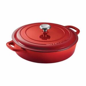 DESCRIPTION: (1) ENAMELED CAST IRON BRAISER BRAND/MODEL: TRAMONTINA #1481731 INFORMATION: RED SIZE: 4 QT RETAIL$: $53.50 EA QTY: 1