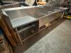 14' THREE WELL HEAVY DUTY STAINLESS POT SINK W/ DOUBLE FAUCET AND DRY BOARDS.