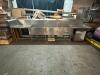 14' THREE WELL HEAVY DUTY STAINLESS POT SINK W/ DOUBLE FAUCET AND DRY BOARDS. - 2