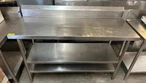 60" X 24" ALL STAINLESS TABLE W/ 4" BACK SPLASH