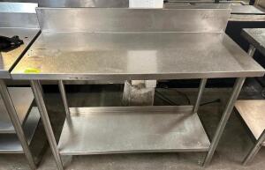 48" X 22" STAINLESS TABLE W/ 6" BACK SPLASH