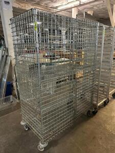 48" X 24" ROLL ABOUT CAGED SHELVING UNIT.