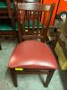 (8) WOODEN BAR BACK CHAIRS W/ MAROON CUSHION SEATS - 3