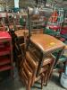 (8) ASSORTED WOODEN CHAIRS W/ TAN CUSHION SEATS. - 2