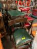 (6) ASSORTED WOODEN CHAIRS W/ GREEN CUSHION SEATS. - 2