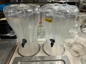 (2) PLASTIC BEVERAGE DISPENSERS W/ STANDS