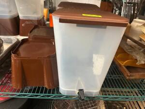 (2) PLASTIC BEVERAGE DISPENSERS W/ STANDS