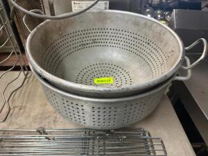 (2) 16" ALUMINUM COLANDERS