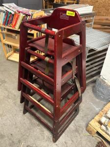 (3) HIGH CHAIRS W/ CHERRY FINISH