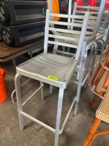 (4) 30" LADDER BACK ALUMINUM BAR STOOLS