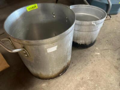 (2) ASSORTED LARGE STOCK POTS